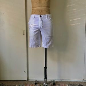 Men’s White Flat-front Shorts
